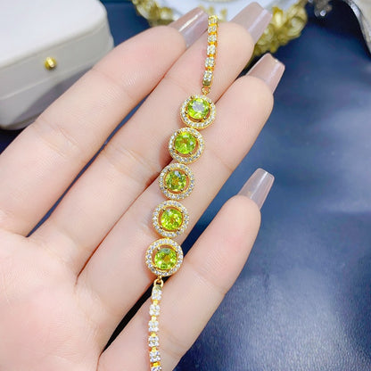 Natural Peridot Bracelet Set in 925 Sterling Silver 5*5mm