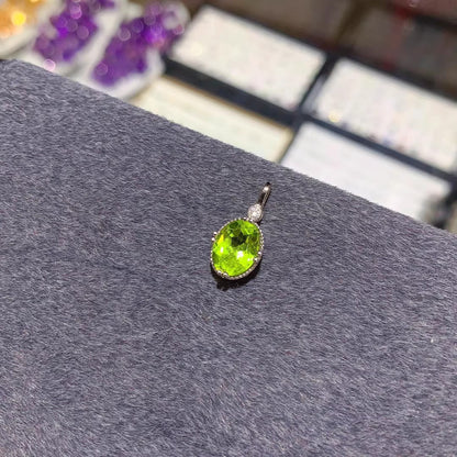 Natural Peridot Earrings Set in S925 Silver, Main Stone 7*9mm