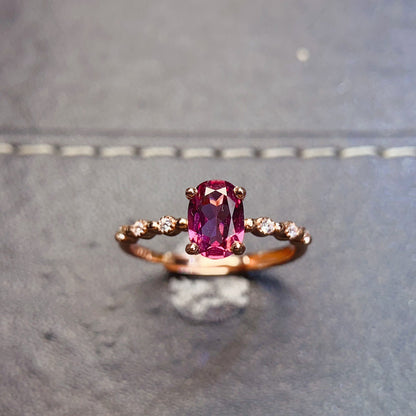 Natural Garnet Ring with S925 Silver Setting, Main Stone 5*7mm