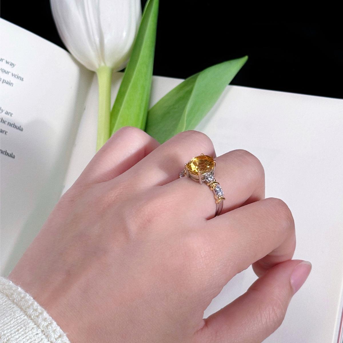 Natural Citrine 925 Silver Ring