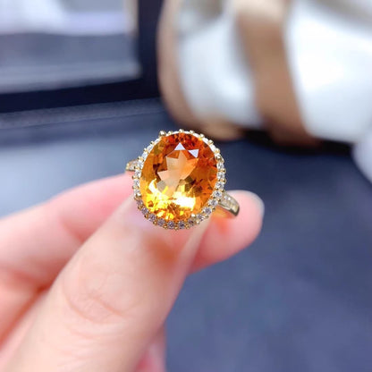 Natural Citrine 925 Silver Ring