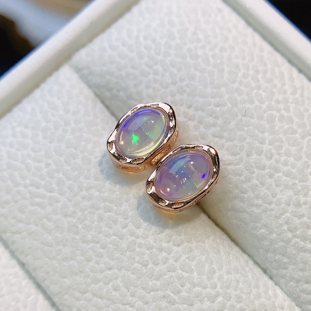 Natural Opal Earrings Set in S925 Silver, Main Stone 6*8mm