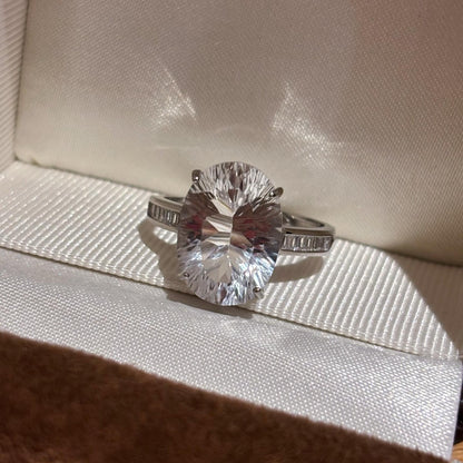 Natural white crystal 925 silver ring