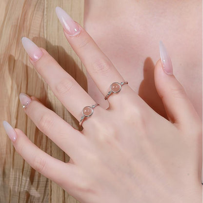 Natural white crystal 925 silver ring