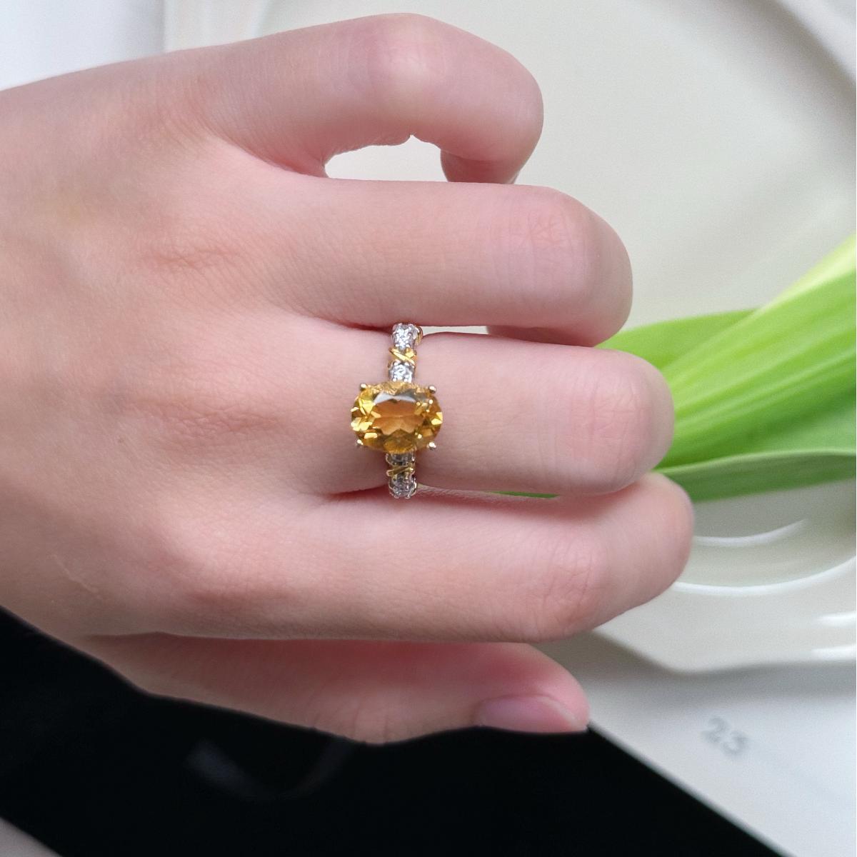 Natural Citrine 925 Silver Ring