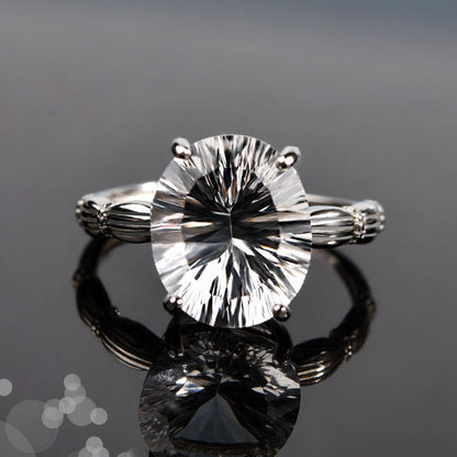 Natural white crystal 925 silver ring