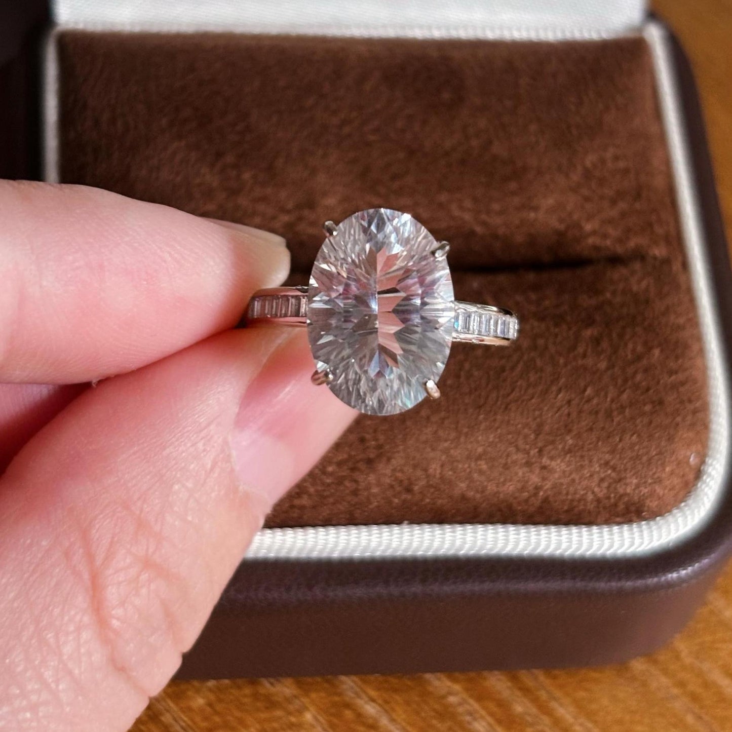 Natural white crystal 925 silver ring