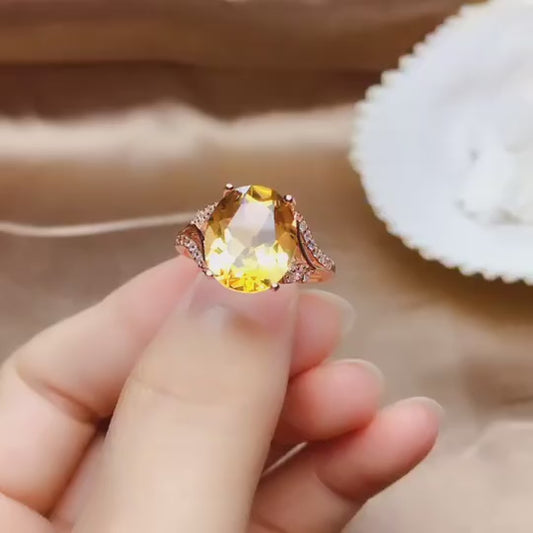 Natural Citrine 925 Silver Ring