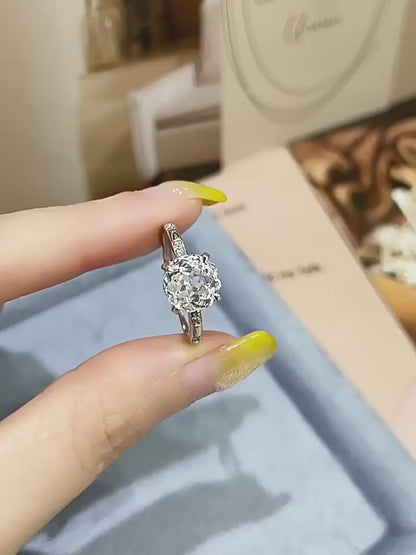 Natural white crystal 925 silver ring