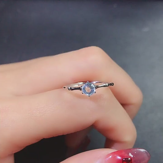 Natural aquamarine 925 silver ring