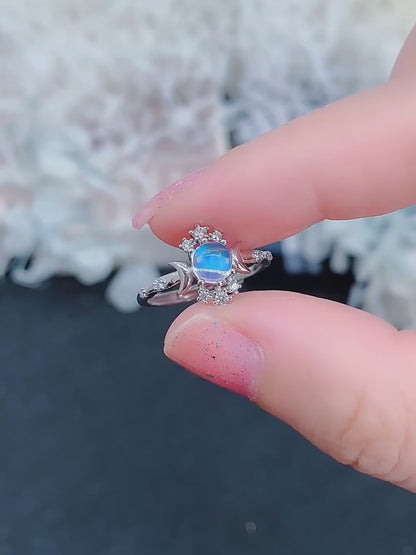Natural moonstone 925 silver ring