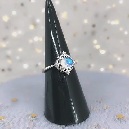 Natural moonstone 925 silver ring