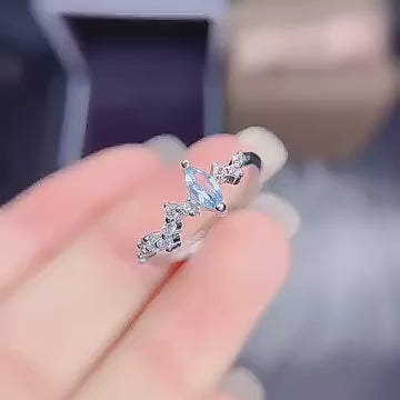 Natural aquamarine 925 silver ring
