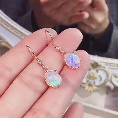 Natural Opal Earrings Set in S925 Silver, Main Stone 7*9mm